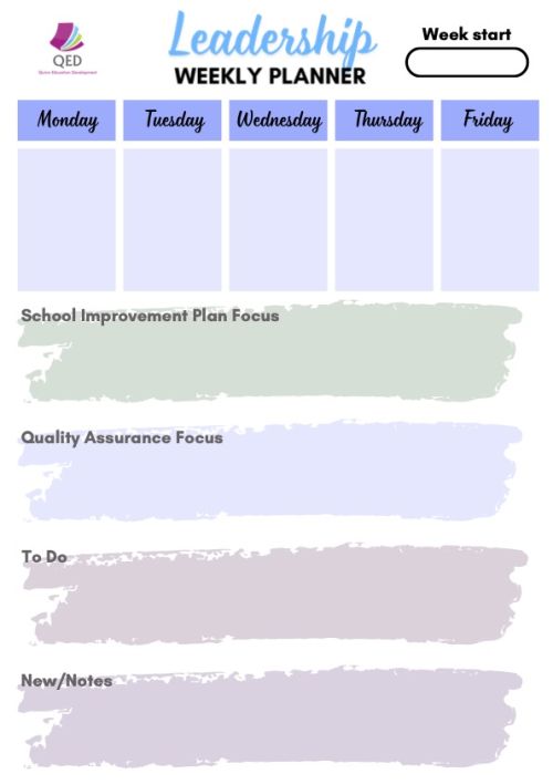 Practical leadership planner in pastel colours