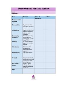 Agenda for safeguarding school meeting in table format, with prompts